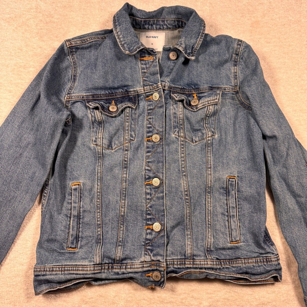 Old Navy Womens Denim Jacket Medium Blue Jean Trucker Style